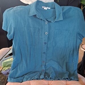 Nine West Teal Women's Button-Down Shirt